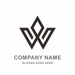 Monogram Letter W Triangle Crown Strips Jewelry Fashion Accessories Business Company Stock Vector Logo Design Template 