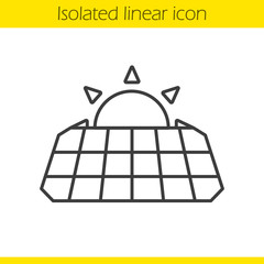 Solar panel and rising sun linear icon