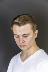 Fototapeta premium portrait of sad looking teenage boy