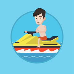 Caucasian man training on jet ski in the sea