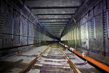 Abandoned subway tunnel under construction. Metro line under Nizhny Novgorod
