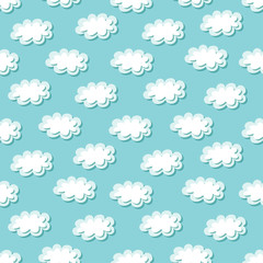 Simple clouds pattern. Seamless cute background. Kids wallpaper. Vector illustration.