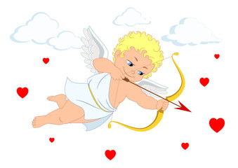 The cupid and heart for Valentine's Day or weddings
