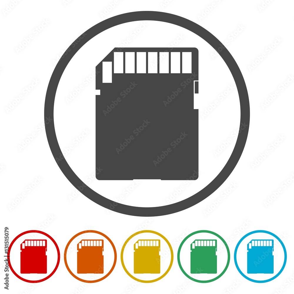 Poster sd memory card flat icons set