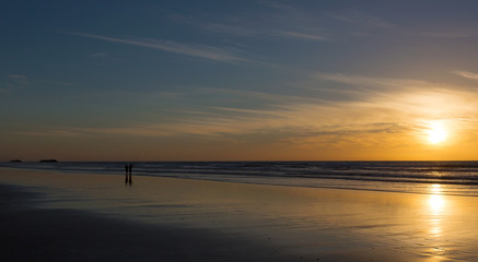Coucher de soleil sur la plage d'Agadir
