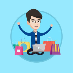 Man shopping online vector illustration.