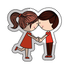cute little couple characters vector illustration design