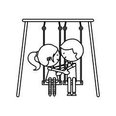 cute little couple characters vector illustration design