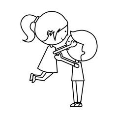 cute little couple characters vector illustration design