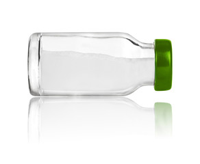 medical bottle with preparation isolated on white background