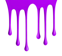 violet paint dripping isolated over white background