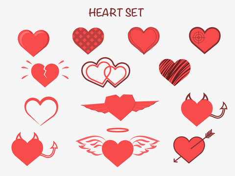 Hearts set for wedding and valentine design