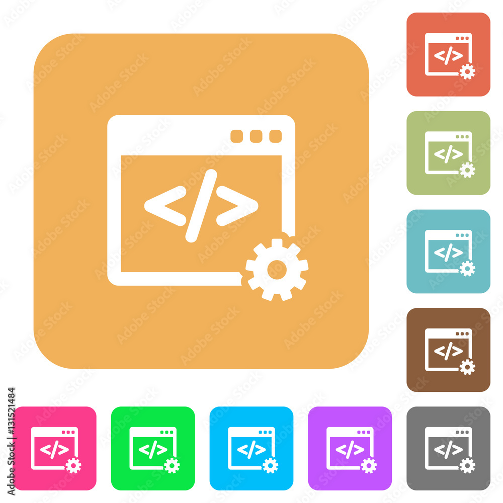 Poster web development rounded square flat icons