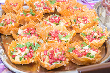 salad inside trash hand-made with cheese