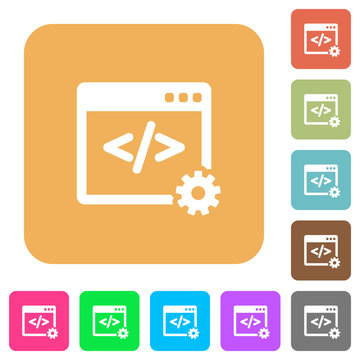 Web development rounded square flat icons