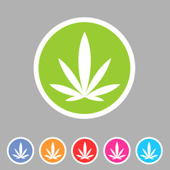 marijuana cannabis icon flat web sign symbol logo label set