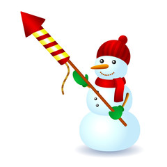 Snowman firework hat scarf winter fun