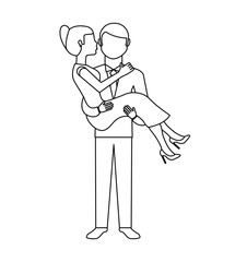 Couple of newlyweds character vector illustration design