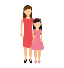 mother with daughter isolated icon vector illustration design