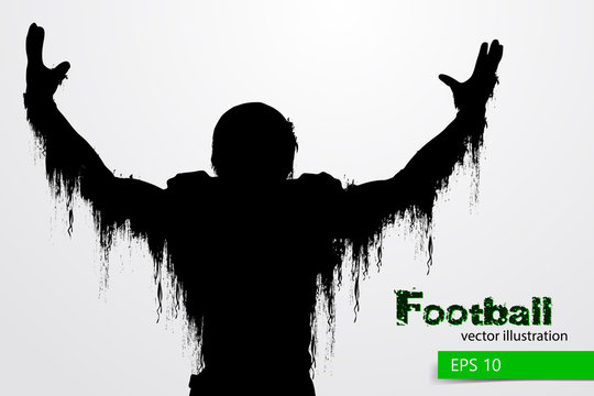 silhouette of a football player. Rugby. American footballer. Vector illustration