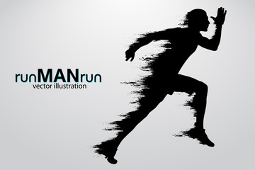 Fototapeta na wymiar Silhouette of a running man. vector illustration