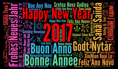 Happy New Year 2017 in different languages 