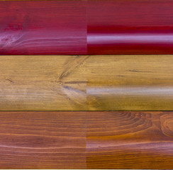 sample of painted wood with polished and without