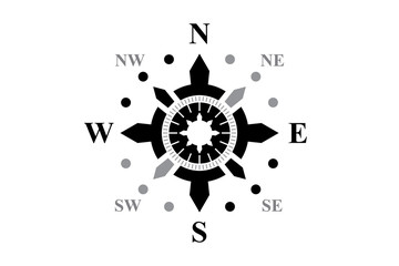 Black compass isolated on white