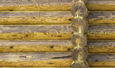 Old wooden log house wall background texture