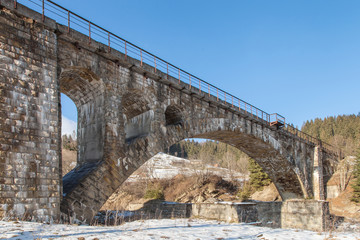 Old stone railway bridge, winter