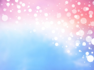 White bokeh on pastel gradient pink and blue background