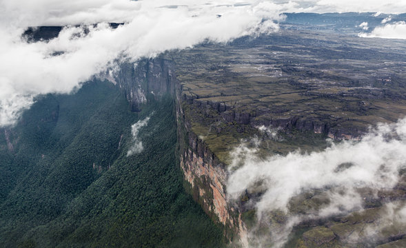 The view from the plane of the tepuy in Canaima National Park - Venezuela, South America