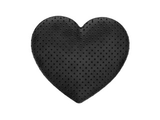 3D illustration black leather heart on a white background