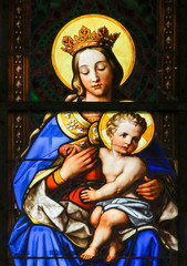 Plakat Stained Glass - Madonna and Child