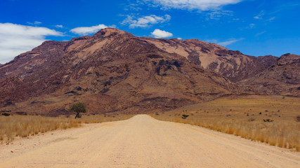 view from the road to African red mountains