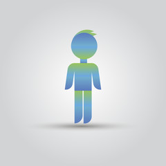 Icon blue stick figure man male
