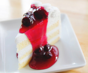 Blueberry cake with Blueberry topping and Blueberry fruits