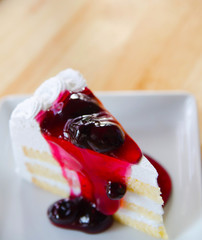 Blueberry cake with Blueberry topping and Blueberry fruits