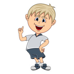 Little boy pointing his finger cartoon