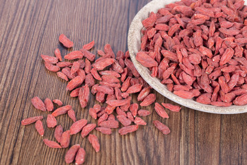 Dried Goji Berries (also known as Wolfberry) on a plate
