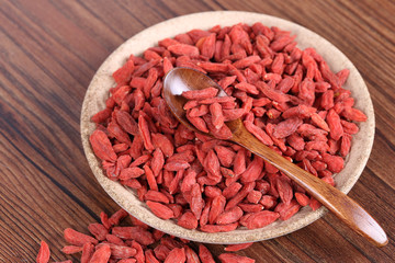 Dried Goji Berries (also known as Wolfberry) on a plate