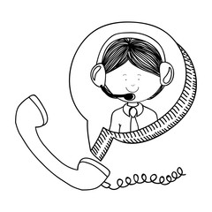 Man operator icon. Call center technical service online and support theme. Isolated design. Vector illustration