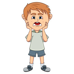 Little boy sad cartoon
