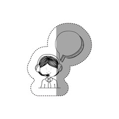 Man operator icon. Call center technical service online and support theme. Isolated design. Vector illustration