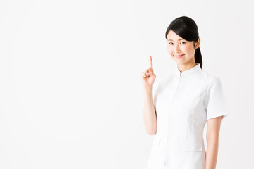 young asian nurse isolated on white background