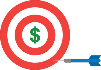 Bullseye with dollar and dart