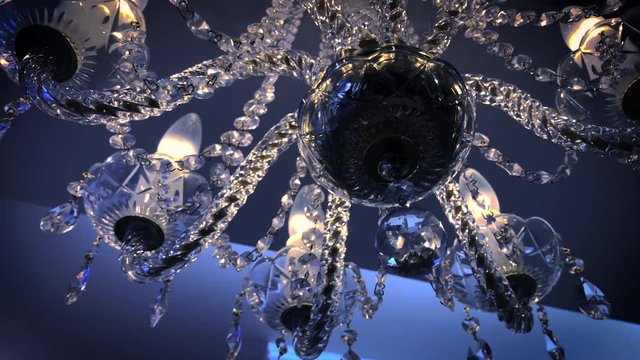 The crystal of the chandelier is shining
