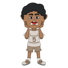 Little boy sad cartoon