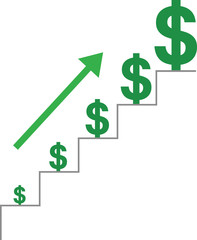 Stairs with dollars and arrow moving up