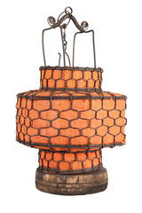 Light orange ancient fabric lantern isolated on white background